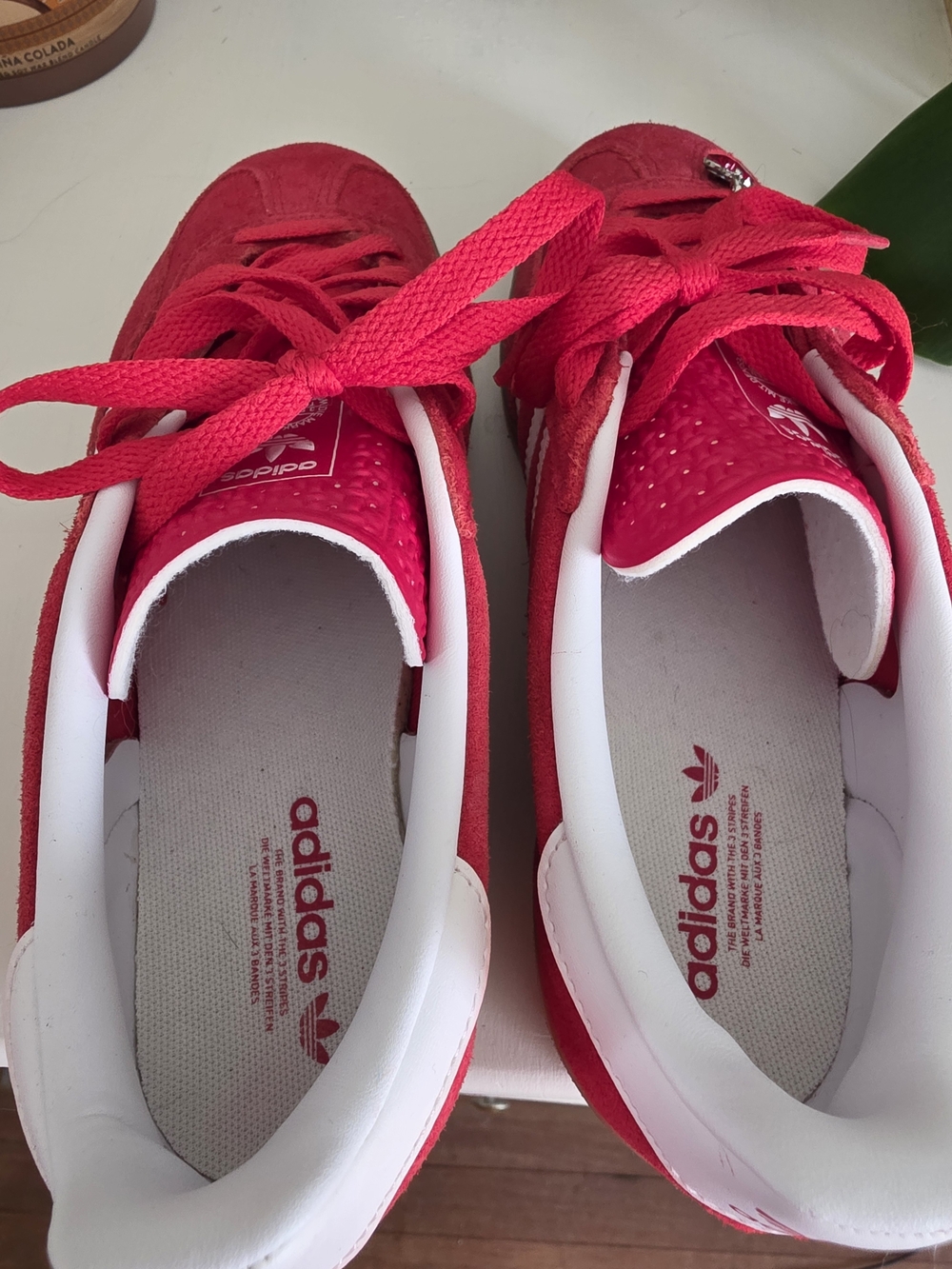 adidas Women's Red Suede Lace-Up Sneakers